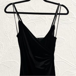 ZARA Elegant Black Velvet Dress with Rhinestone Straps size XS